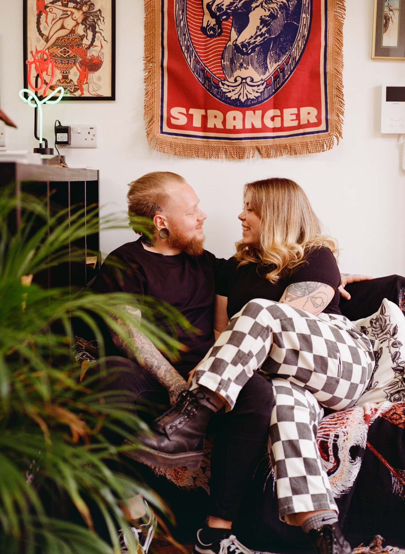 Bristol couple photoshoot, tattoo shop photoshoot, Bristol wedding photographers 