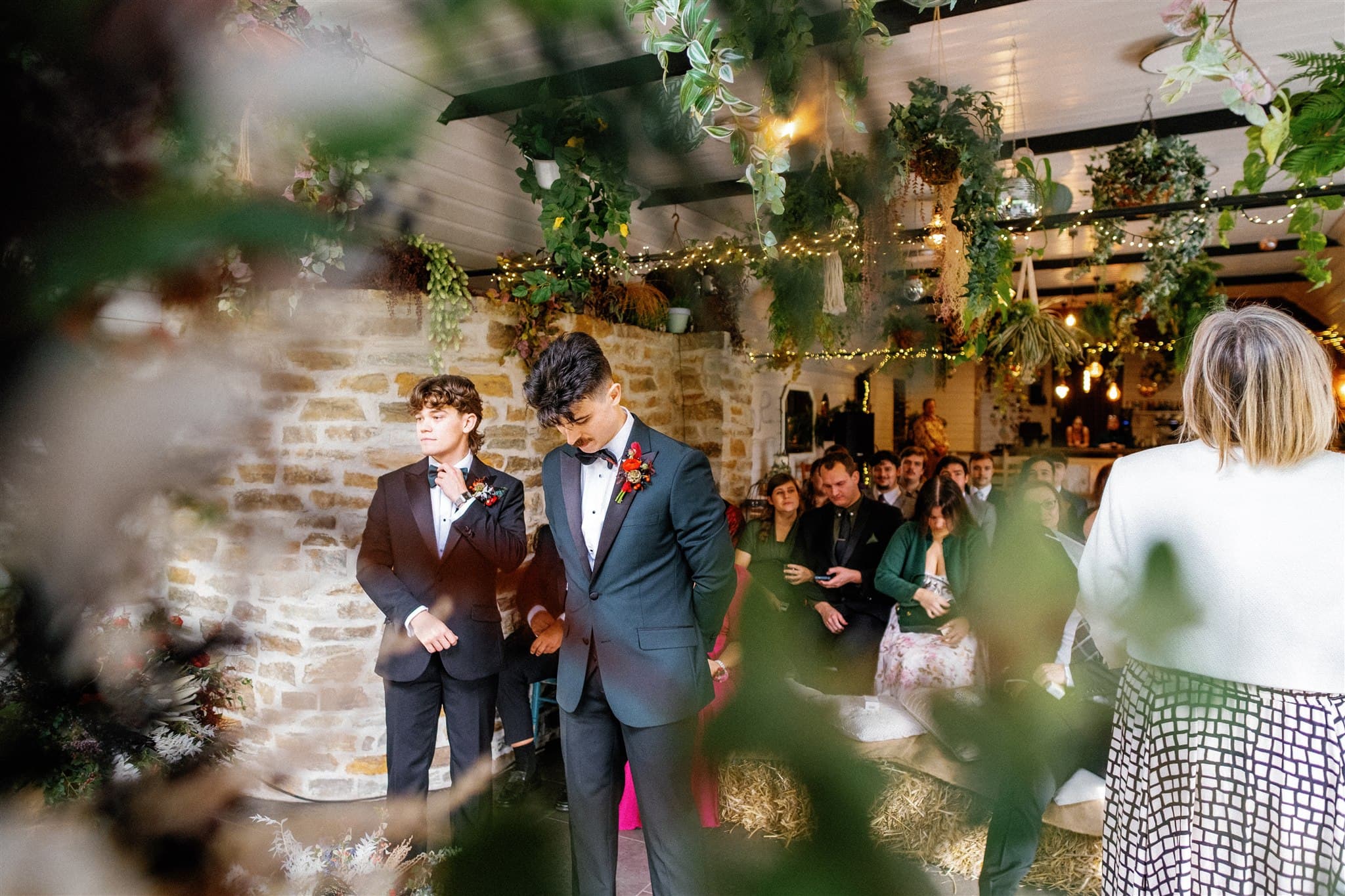 Badgers Holt, Dartmoor, Groom smiling with guests