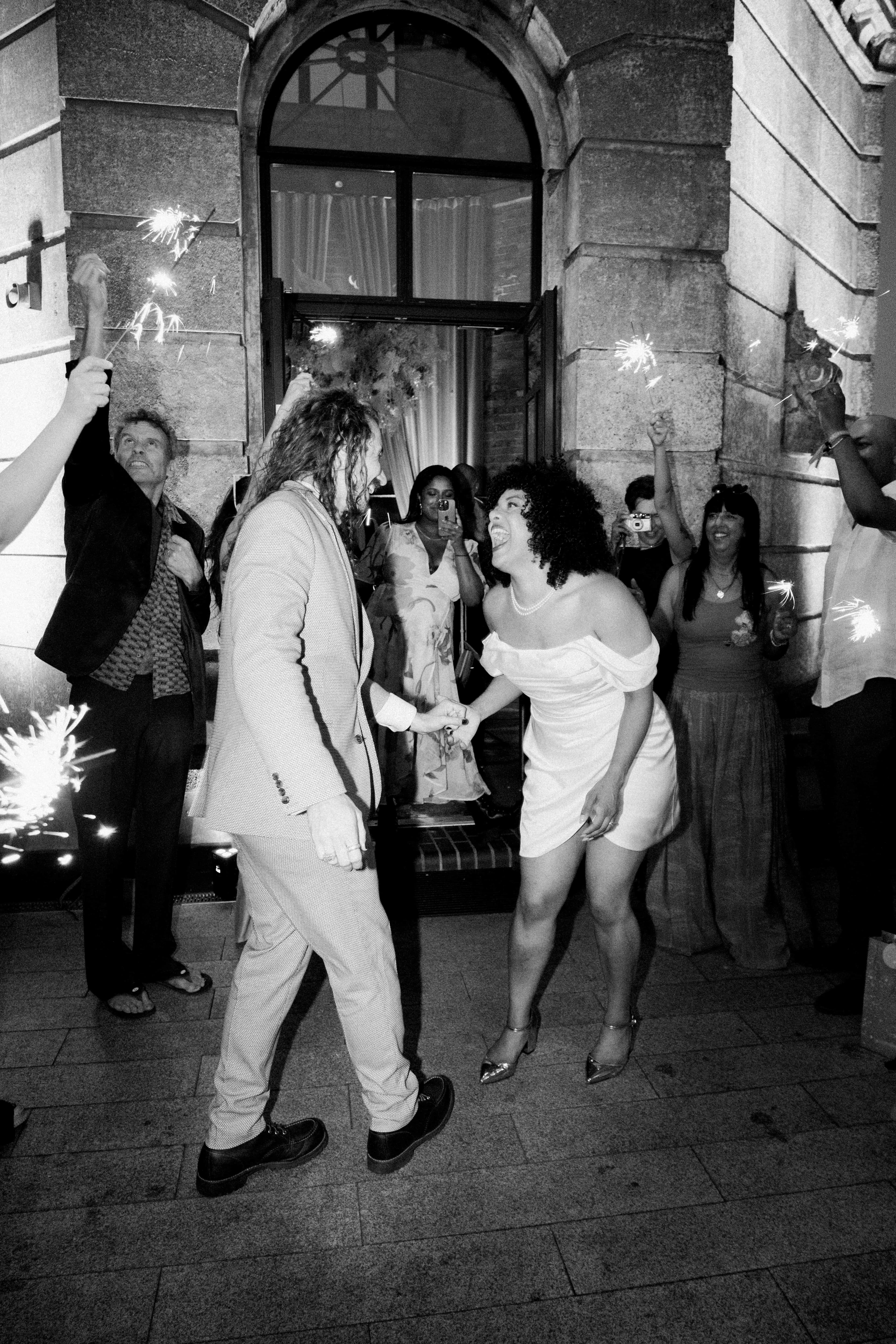 Jade and Tom’s modern vouge-ish Brixton wedding at Lambeth Town Hall, captured on film with bold city elegance.