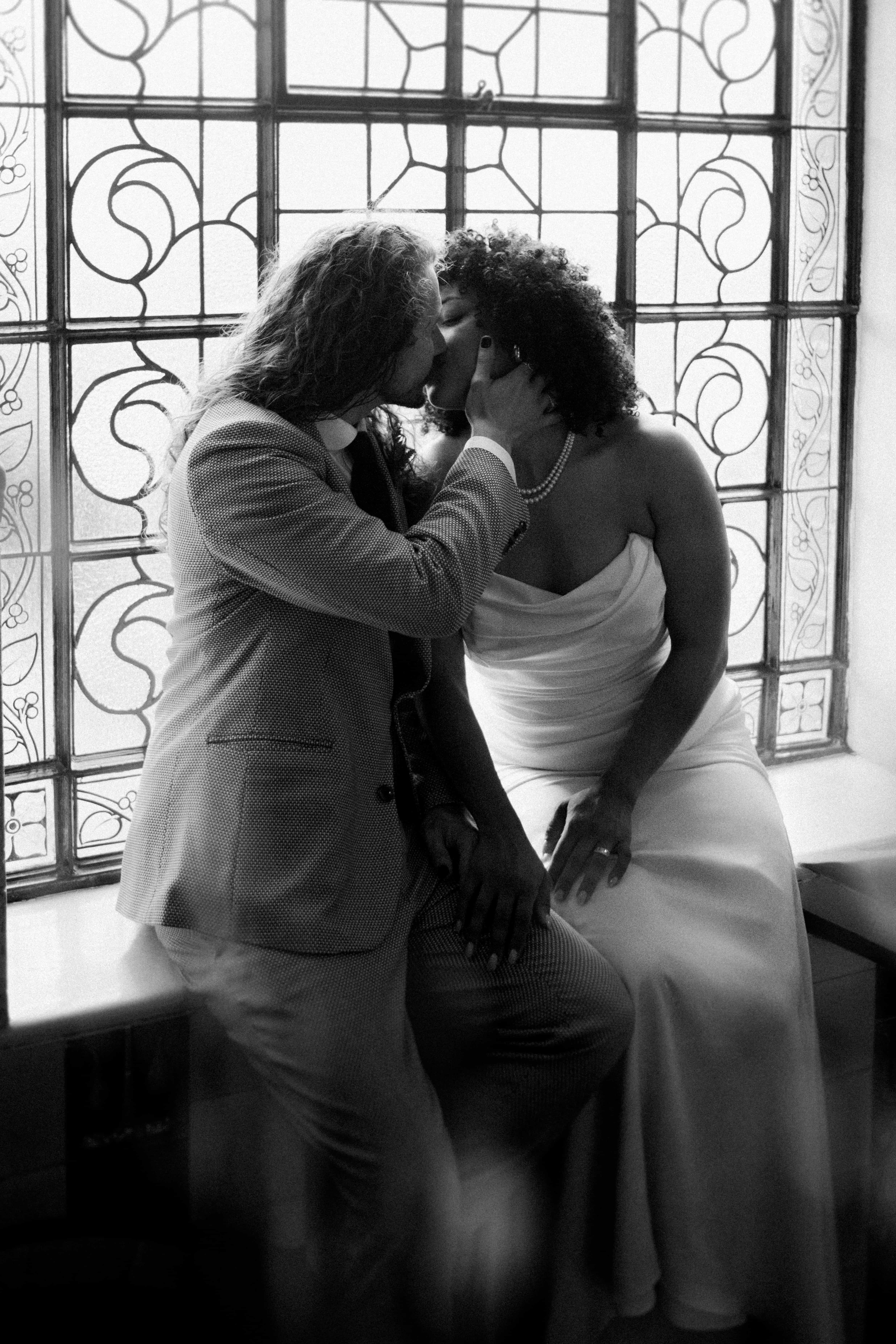 Jade and Tom’s modern vouge-ish Brixton wedding at Lambeth Town Hall, captured on film with bold city elegance.