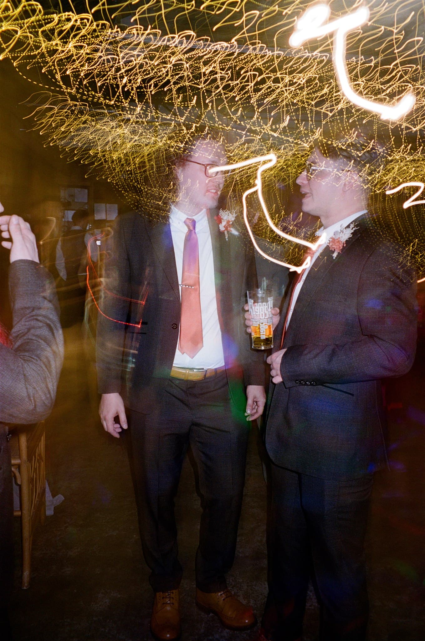 Film dance photo, colourful lights across the dancefloor